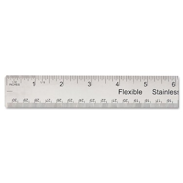 Universal 59023 Stainless Steel Ruler w/Cork Back and Hanging Hole, 12-Inch, Silver