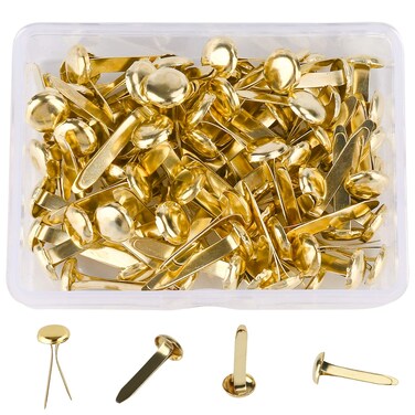 100 PCS Mini Brads, Brass Fasteners 20 x 8mm, Small Metal Brad for Paper Crafts &amp; Scrapbooking DIY, Handmade Cards