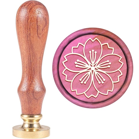 CRASPIRE Cherry Blossom Wax Seal Stamp Flower Vintage Sealing Wax Stamps 25mm Retro Wood Stamp Removable Brass Head for Wedding Invitations Envelopes Halloween Xmas Thanksgiving Wine Gift Wrap