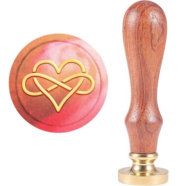 CRASPIRE Heart Wax Seal Stamp for Wedding 25mm Love Sealing Wax Stamps Valentines Day Vintage Removable Brass Sealing Head Wood Handle with Wooden Handle for Christmas Envelope Invitations