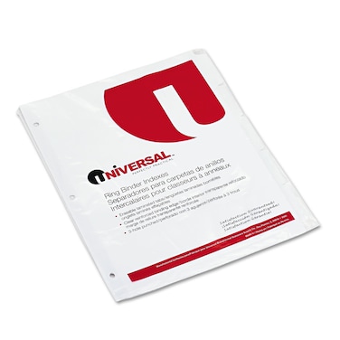 Universal 20815 Write-On/Erasable Indexes w/White Tabs, 5-Tab, Letter, White