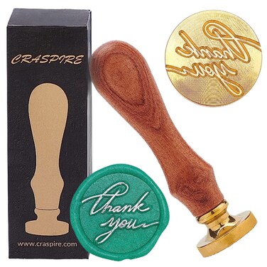 CRASPIRE Wax Seal Stamp Thank You Wedding Vintage Sealing Stamps Blessing Words 25mm Removable Brass Head with Wooden Handle for Thanksgiving Halloween Invitations Envelopes
