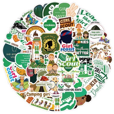 118Pcs Girl Scout Stickers Waterproof PVC Girl Scout Stickers Set Girl Scout Stickers for Water Bottle Bicycle Motorcycle Skateboard Laptop Decals Luggage YNparty