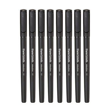Paper Mate Write Bros Ballpoint Stick Pen, Black Ink with Black Barrel, 1mm Medium Point - 8 Pack (2140570)