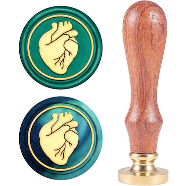 CRASPIRE Heart Wax Seal Stamp Valentines Vintage Sealing Wax Stamps 25mm Removable Brass Head Sealing Stamp with Wooden Handle for Halloween Wedding Invitations Christmas Xmas Thanksgiving Gift