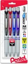 Pentel EnerGel Pearl RTX Retractable Liquid Gel Pen, (0.7mm), Medium Line, Needle Tip, Assorted Ink Colors, Pack of 4 (BLN77WBP4M)