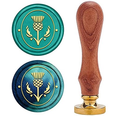 CRASPIRE Thistle Wax Seal Stamp Sealing Wax Stamps Plant 25mm Retro Removable Brass Seal Wood Handle for Wedding Invitations Envelopes Gift Packing Decoration Craft Adhesive Waxing