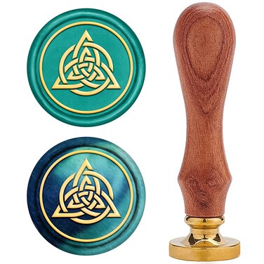 CRASPIRE Celtic Knot Wax Seal Stamp Celtic Knot Sealing Wax Stamps Heart 25mm Removable Brass Head Sealing Stamp with Wooden Handle for Wedding Invitations Envelope Christmas Thanksgiving Gift Wrap