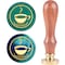 CRASPIRE Wax Seal Stamp Coffee Cup Vintage Sealing Wax Stamps Retro Wood Stamp Removable Brass Head 25mm for Wedding Envelopes Invitations Embellishment Bottle Decoration Gift Packing