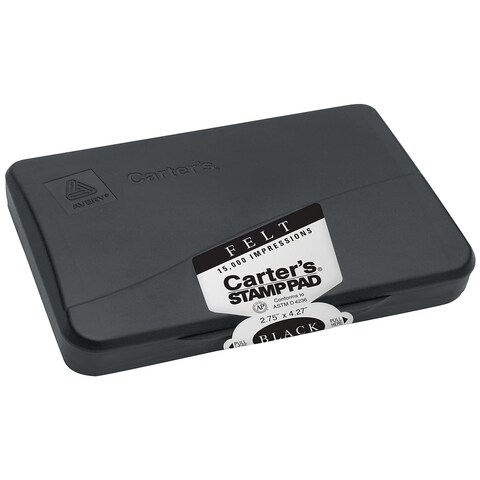 Avery 21081 Carters Preinked Felt Stamp Pad, Size 1, 4-1/4 x 2-3/4, Black, 1/EA