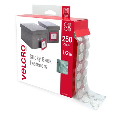 VELCRO Brand Dots with Adhesive   250pk, White   Small 1/2 Inch Circles   Sticky Back Round Dots for Secure Mounting in Office, School or Home (VEL-30867-AMS)