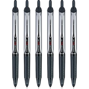 Pilot, Precise V5 RT Refillable &amp; Retractable Rolling Ball Pens, Extra Fine Point 0.5 mm, Black, Pack of 6