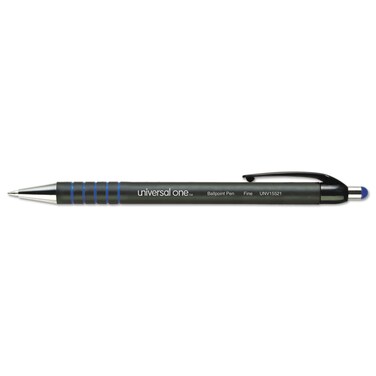 Universal UNV15521 0.7 mm Retractable Fine Ballpoint Pen - Blue (1 Dozen)