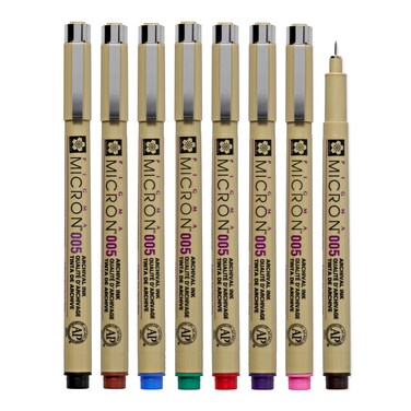 SAKURA Pigma Micron 005 8 Color Set Water Based Pigment for Illustration - Holiday Gifts for Artists, Crafters &amp; DIY Gifts Projects