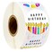Happy Birthday Stickers, Round Happy Birthday Stickers,Waterproof Self Adhesive Stickers Happy Birthday with 500 pcs Round Label Rolls (1.5" Round - 500 Labels Per Roll) for Kids Party Decoration