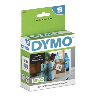 DYMO Authentic LW Multi-Purpose Square Labels, DYMO Labels for LabelWriter Printers, Great for Barcodes, 1" x 1", 1 Roll of 750