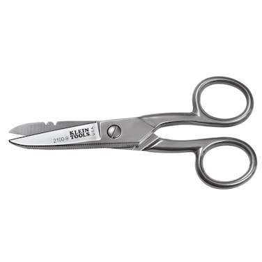 Klein Tools 2100-9 Stainless Steel Electrician's Scissors with Stripping Notches, 5-1/4-Inch, Made in USA