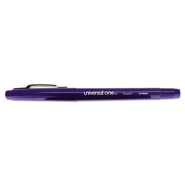 Universal One Roller Ball Porous Tip Stick Pen, Blue Ink, Medium, Dozen