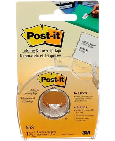 Post-it Labeling &amp; Cover-Up Tape, 1 Roll, 1 in x 700 in (658)