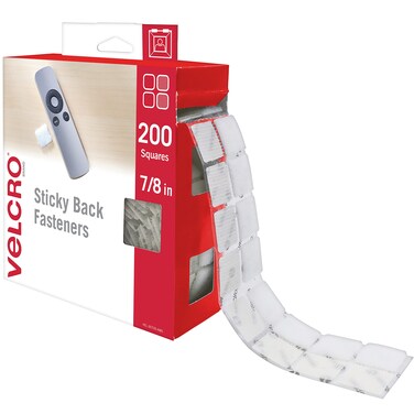VELCRO Brand Mounting Squares   200pk, 7/8" White   Adhesive Sticky Back Hook and Loop for Teacher Supplies, Office Organization (30705)