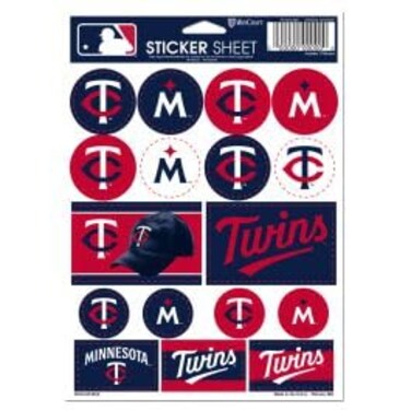 WinCraft MLB Minnesota Twins Vinyl Sticker Sheet, 5" x 7