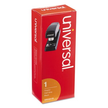 Universal 43119 Economy Half-Strip Stapler, 20-Sheet Capacity, 2-Inch Throat, Black