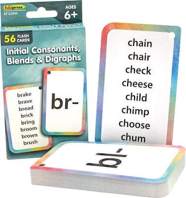 Teacher Created Resources Initial Consonants, Blends &amp; Digraphs Flash Cards (EP62044) 3-1/8" x 5-1/8