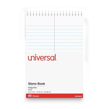 Universal O5-96920 6 in. x 9 in. Gregg Rule Steno Pads - Red Cover