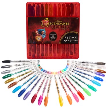Disney Descendants the Rise of Red Gel Pen Set for Kids, 24 Pack with Glitter Gel Pens, Cute Pens for Girls