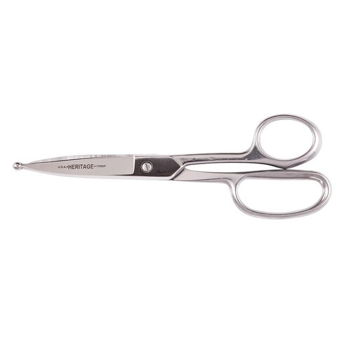 Klein Tools G758BP Scissors, Made in USA, Straight Trimmer with Ball Point for Poultry Venting, Stainless Steel, 8-Inch