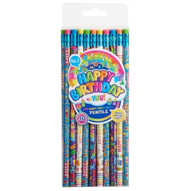 Cra-Z-Art Pencils, Assorted Happy Birthday Designs, Pack Of 30 Pencils