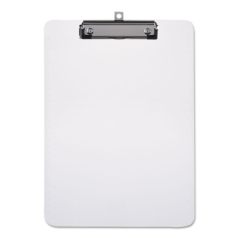 Universal UNV40310 Low-Profile Plastic Clipboard with 0.5 in. Clip Capacity for 8.5 x 11 Sheets - Clear