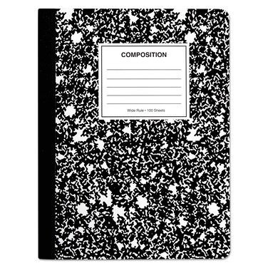 Universal Quad Rule Composition Book, Quadrille Rule (4 sq/in), Black Marble Cover, (100) 9.75 x 7.5 Sheets