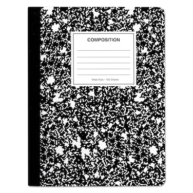 Universal 20930 Composition Book, Wide Rule, 9 3/4 x 7 1/2, White, 100 Sheets