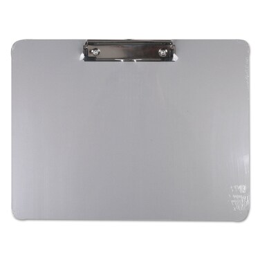 Universal UNV40302 0.5 in. Clip Capacity 11 in. x 8.5 in. Landscape Orientation Plastic Brushed Aluminum Clipboard - Silver