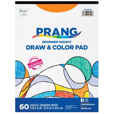 Prang (Formerly Art Street) Drawing &amp; Color Paper Pad, White, Beginner Weight, 9" x 12", 60 Sheets