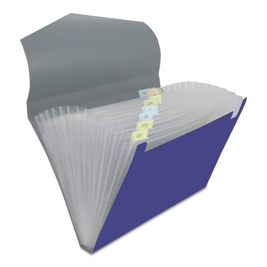Universal Poly Expanding Files, 13 Sections, Cord/Hook Closure, 1/12-Cut Tabs, Letter Size, Metallic Blue/Steel Gray
