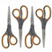 Westcott Titanium Bonded Scissors, Soft Handle, 8", Straight, Gray/Yellow, 4-Pack