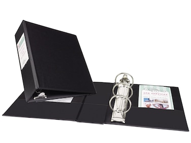 Avery Mini Durable 3 Ring Binder, 2" Round Rings, Holds 5.5" x 8.5" Paper, Label Holder, 1 Black Binder (27554)