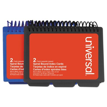 Universal UNV47302 4 x 6 Ruled Spiral Bound Index Card - White (120/Pack)
