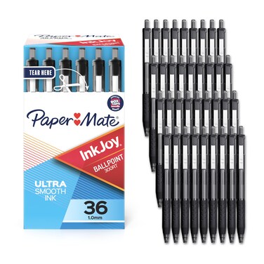 Paper Mate InkJoy 300RT Retractable Ballpoint Pens, Medium Point (1.0mm), Black, Pack of 36, Ideal for Office Supplies, Journaling, and Writing Accessories