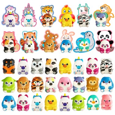 Holydeck 24 Pack Valentines Cards Classroom Gifts 24 Squishy Animals with 24 Valentines Day Cards for Kids Girls Boys Valentines Gifts School Classroom Exchange