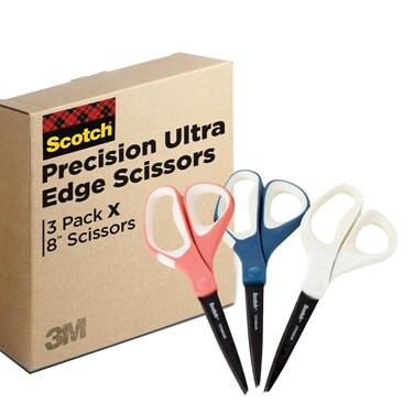 Scotch Brand Precision Ultra Edge Scissors, 8 Inch, 3-Pack