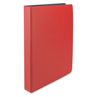 Universal Suede Finish Vinyl Round Ring Binder, 1" Capacity, Red