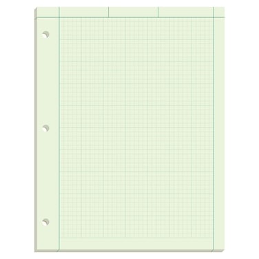 TOPS Engineering Computation Pad, 8-1/2" x 11", Glue Top, 5 x 5 Graph Rule on Back, Green Tint Paper, 3-Hole Punched, 100 Sheets (35500)