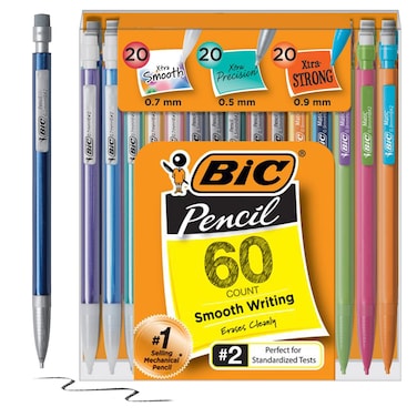 BIC Variety Pack, Assorted Sizes, 0.5mm, 0.7mm, 0.9mm, 60-Count, Refillable Design for Long-Lasting Use