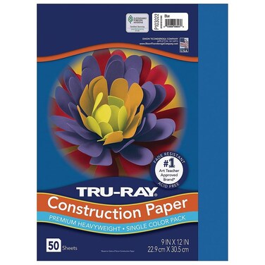 Pacon 103022 Tru-Ray Construction Paper, 76 lbs., 9 x 12, Blue, 50 Sheets/Pack