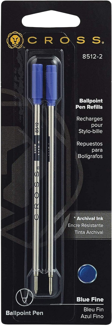 Cross Universal Ballpoint Pen Refill, Fine Point, Blue, 2-Pack (8512-2)