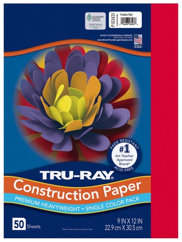 PACON - 103031 Pacon Tru-Ray Heavyweight Construction Paper, Festive Red, 9" x 12", 50 Sheets - 103431