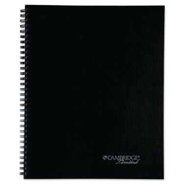 Cambridge Notebook, Business Notebook, 8-1/4" x 11", 80 Sheets, Ruled, Action Planner, Flexible Cover, Wirebound, Gray (06064)
